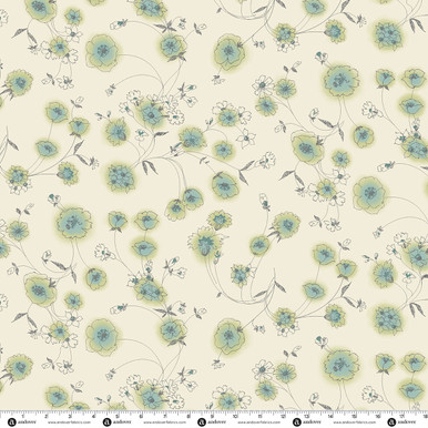 Groovy Garden by Renee Nanneman Daisy  Chain Ivory Teal