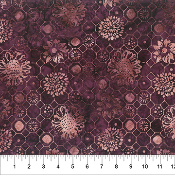 Faux Finish Floral Tiles Burgundy