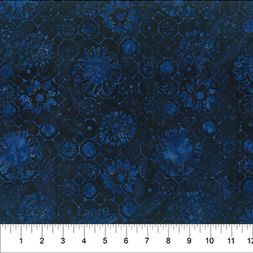 Faux Finish Floral Tiles Indigo
