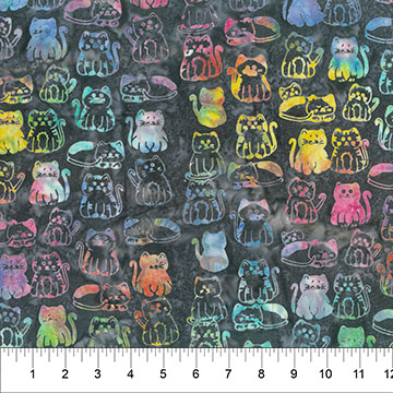Meow Meow Kitties Charcoal Multi