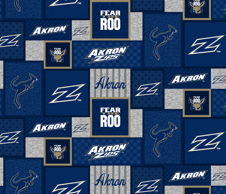 NCAA-Akron College Patch Fleece W58 - 12 Yd Bolt
