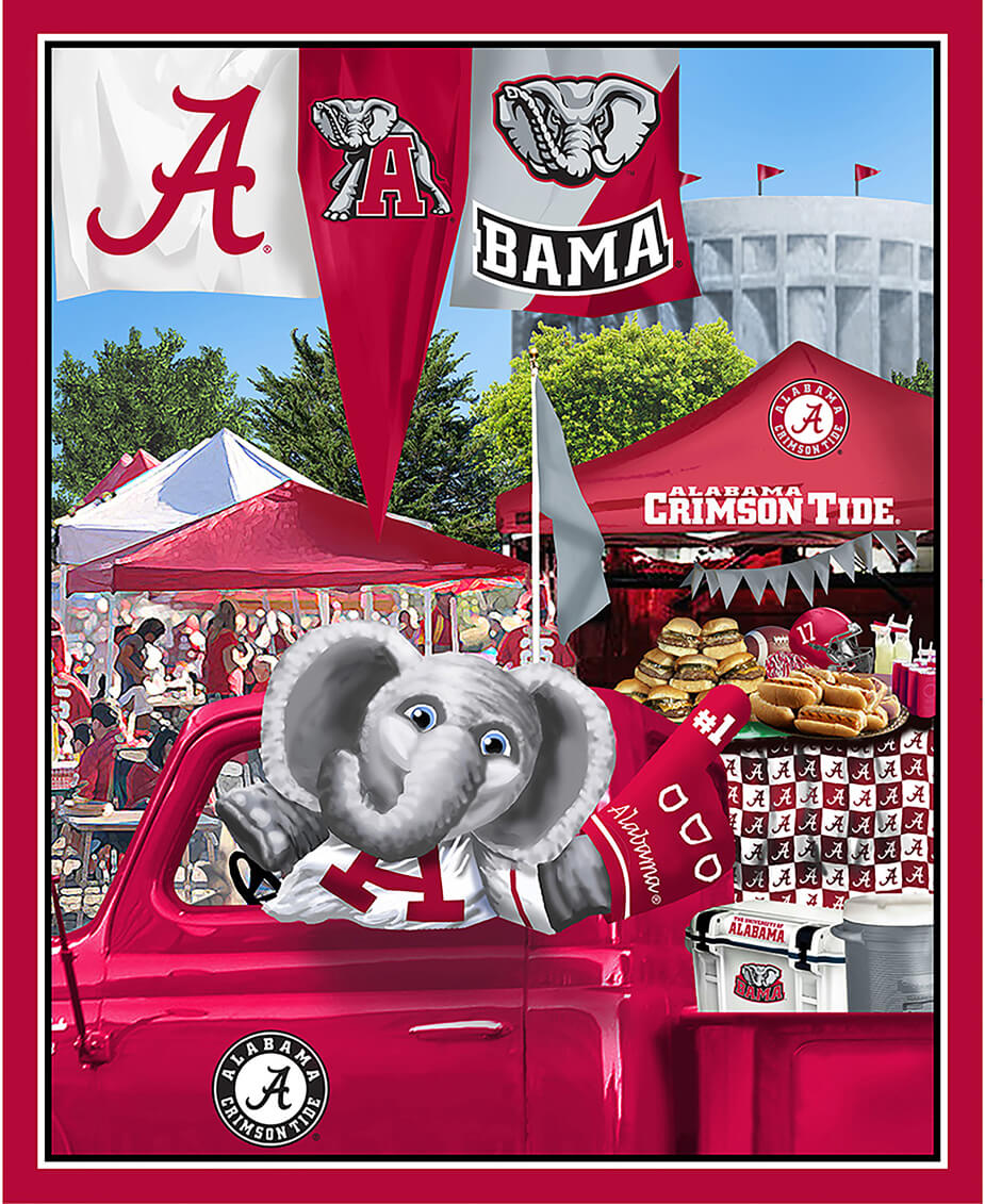 NCAA-Alabama Tailgate Panel Size 36"X43" Cotton W43 - 15 Yd Bolt