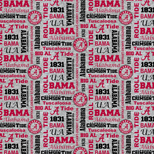 NCAA-Alabama Heather Verbiage Fleece W58 - 12 Yd Bolt