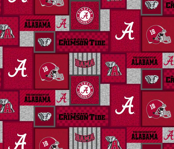 NCAA-Alabama Patch Fleece W58 - 12 Yd Bolt