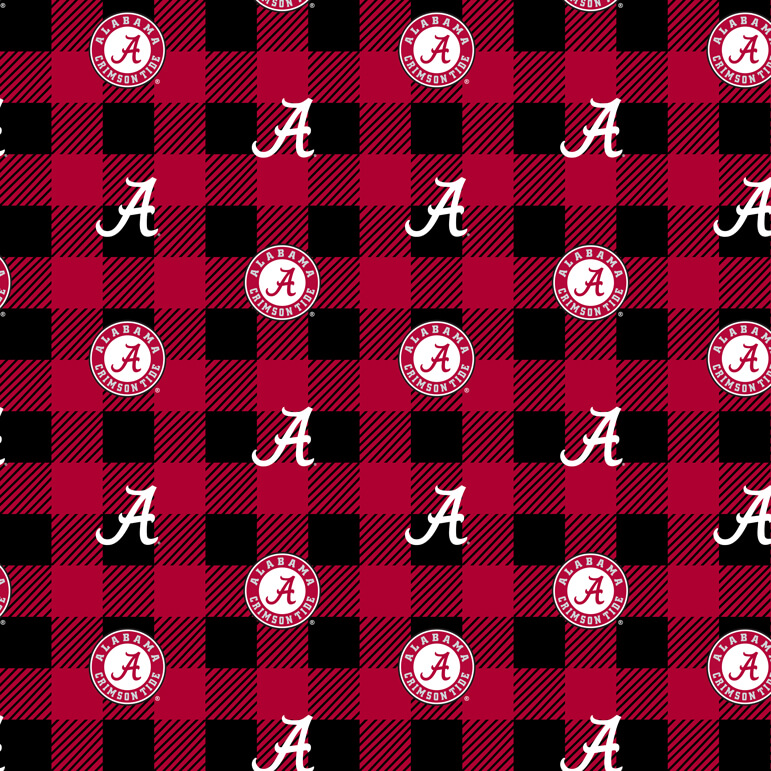 NCAA-Alabama Buffalo Plaid Fleece W58 - 12 Yd Bolt
