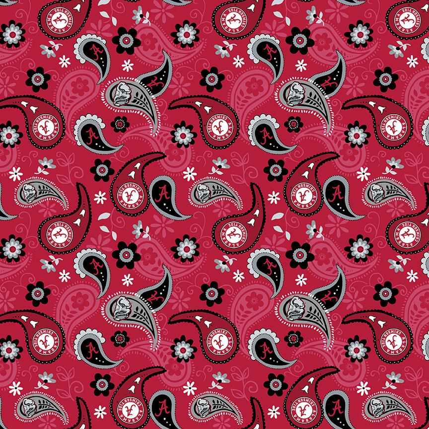 NCAA-Alabama Paisley Cotton - 15 Yd Bolt