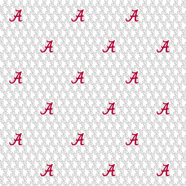 NCAA-Alabama White Block Letter A/O Cotton W43 - 15 Yd Bolt