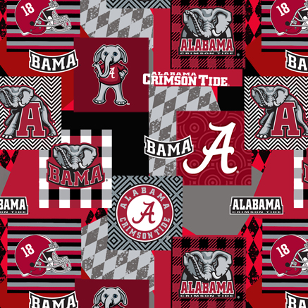 NCAA-Alabama Collegiate Geometric Pattern Minky W58 - 10 Yd Bolt