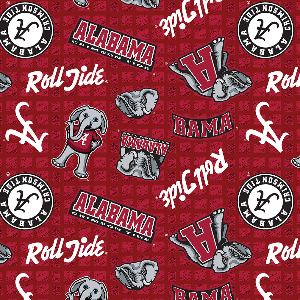 NCAA-Alabama All Over Print Wideback Cotton W108 - 19 Yd Bolt