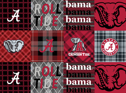 NCAA-Alabama Fleece Plaid Cheater All over W58 - 12 Yd Bolt