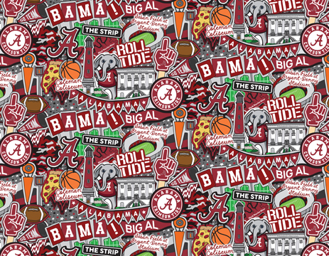 NCAA-Alabama Doodle Allover43/44" Cotton W43 - 15 Yd Bolt