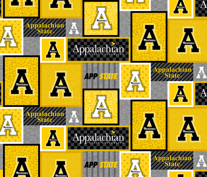 NCAA-Appalachian State College Patch Fleece W58 - 12 Yd Bolt