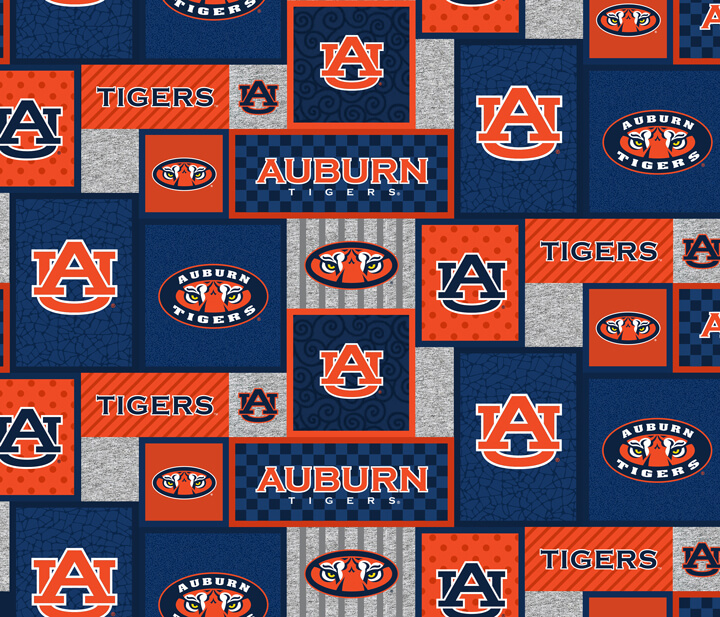NCAA-Auburn College Patch Fleece W58 - 12 Yd Bolt