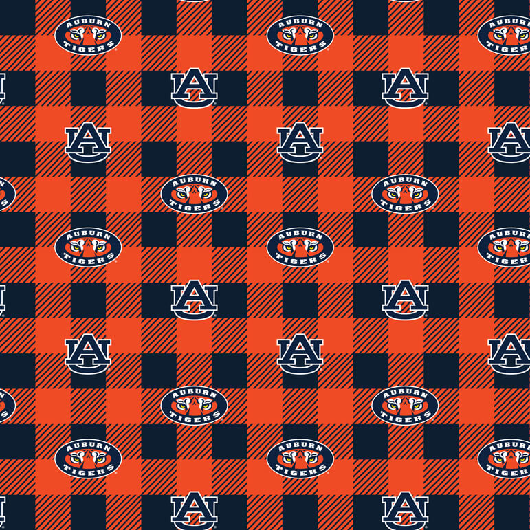 NCAA-Auburn Buffalo Plaid Fleece W58 - 12 Yd Bolt