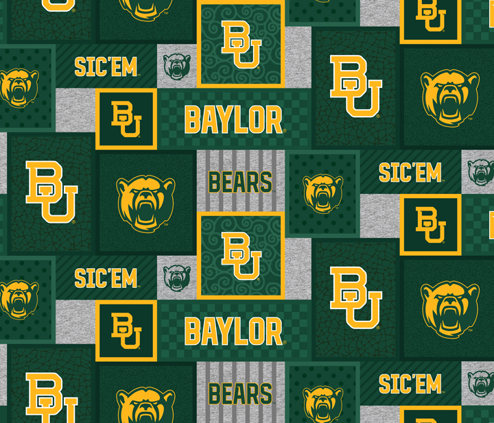 NCAA-Baylor College Patch Fleece W58 - 12 Yd Bolt