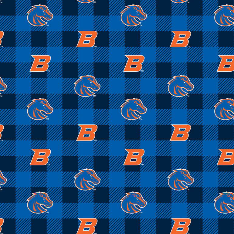 NCAA-Boise State Buffalo Plaid Fleece W58 - 12 Yd Bolt