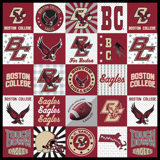 NCAA-Boston College Collegiate T-Shirt Panel Size 60"X60" Minky W58 - 10 Yd Bolt