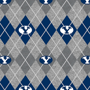 NCAA-Brigham Young Heather Argyle Prt Fleece W58 - 12 Yd Bolt