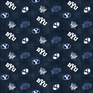 NCAA-Brigham Young Distressed Logo Flannel W43 - 15 Yd Bolt