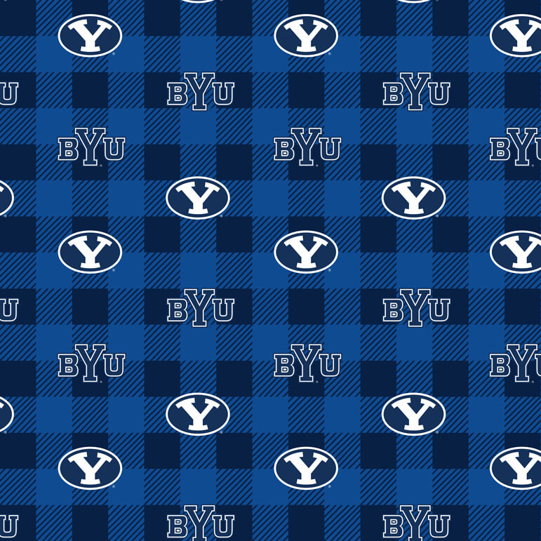 NCAA-Brigham Young Buffalo Plaid Fleece W58 - 12 Yd Bolt