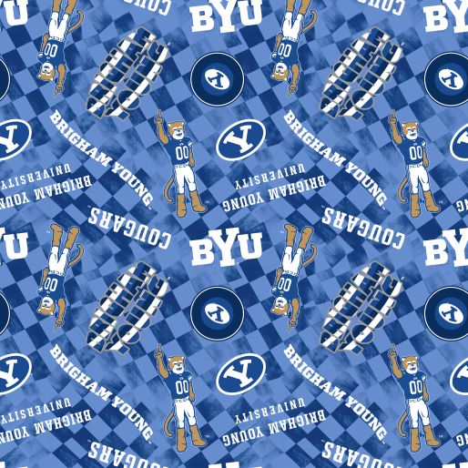 NCAA-BYU Bright Blue Canvas Duck Cloth Cotton W43 - 15 Yd Bolt