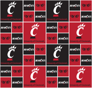 NCAA - Cincinnati Block Cotton W43 - 15 Yd Bolt