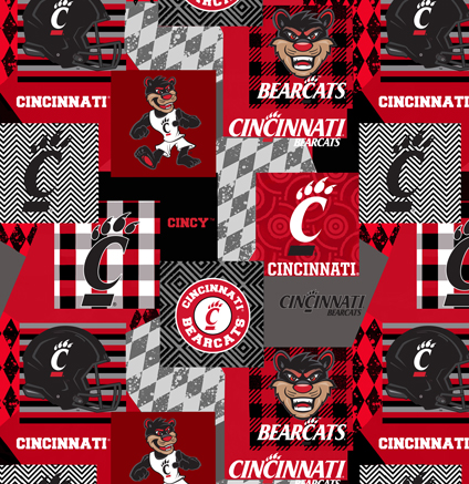 NCAA-Cincinnati Collegiate Geometric Pattern Minky W58 - 10 Yd Bolt
