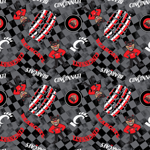 NCAA-Cincinnati Gray Canvas Duck Cloth Cotton W43 - 15 Yd Bolt