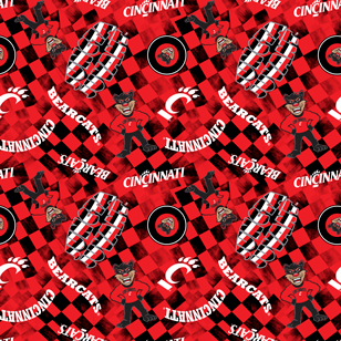 NCAA-Cincinnati Red Canvas Duck Cloth Cotton W43 - 15 Yd Bolt