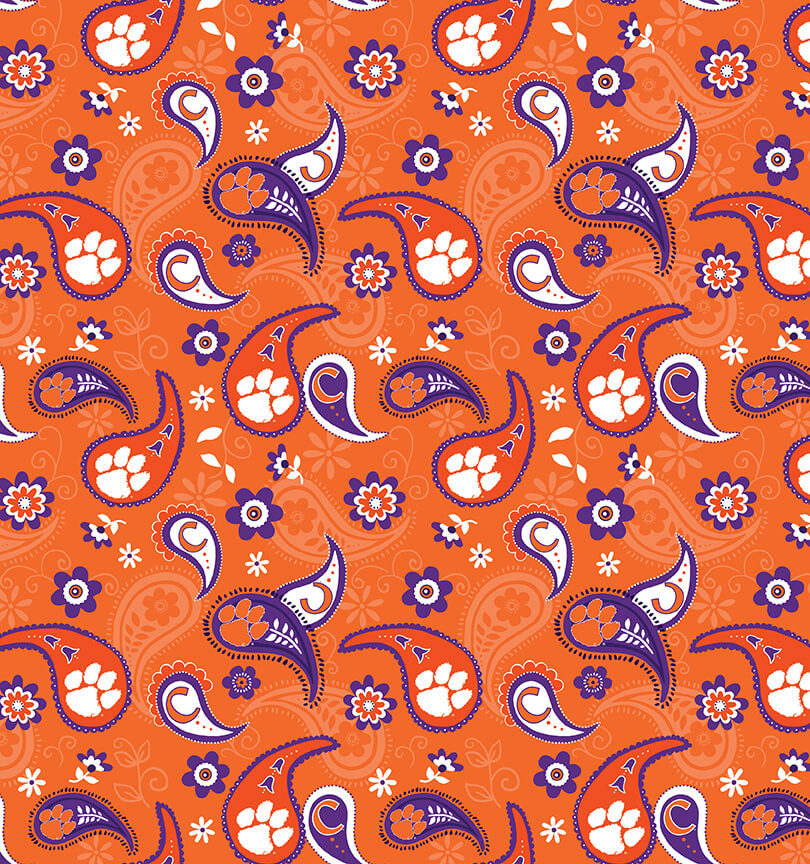 NCAA-Clemson Paisley Cotton - 15 Yd Bolt
