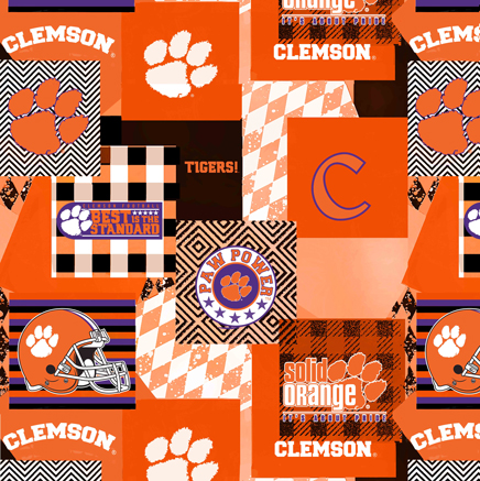 NCAA-Clemson Collegiate Geometric Pattern Minky W58 - 10 Yd Bolt