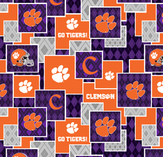 NCAA-Clemson Argyle BoxesCotton W43 - 15 Yd Bolt