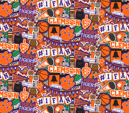NCAA-Clemson Doodle Allover Cotton W43 - 15 Yd Bolt