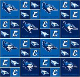 NCAA - Creighton Block Cotton W43 - 15 Yd Bolt
