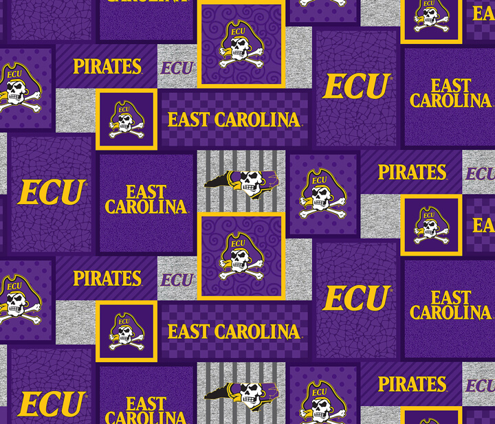 NCAA-East Carolina U College Patch Fleece W58 - 12 Yd Bolt