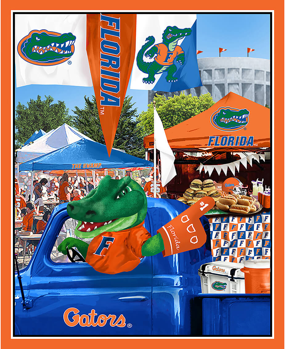 NCAA-Florida Tailgate Panel Size 36"X43" Cotton W43 - 15 Yd Bolt