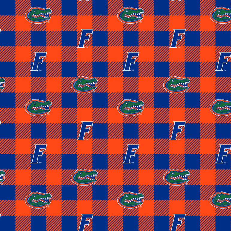 NCAA-Florida Buffalo Plaid Fleece W58 - 12 Yd Bolt