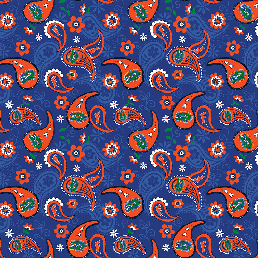 NCAA-Florida Paisley Cotton - 15 Yd Bolt