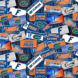 NCAA-Florida License Plate Cotton W43 - 15 Yd Bolt