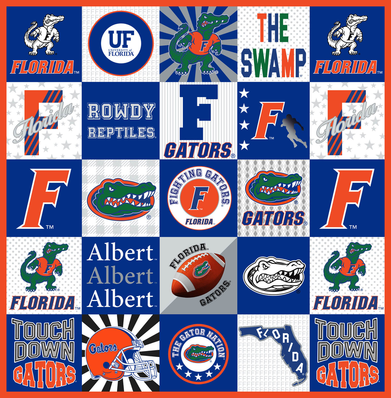 NCAA-Florida Collegiate T-Shirt Panel Size 60"X60" Minky W58 - 10 Yd Bolt