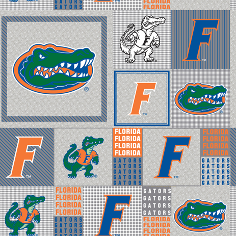 NCAA-Florida Heather Gray Box A/O Fleece W58 - 12 Yd Bolt