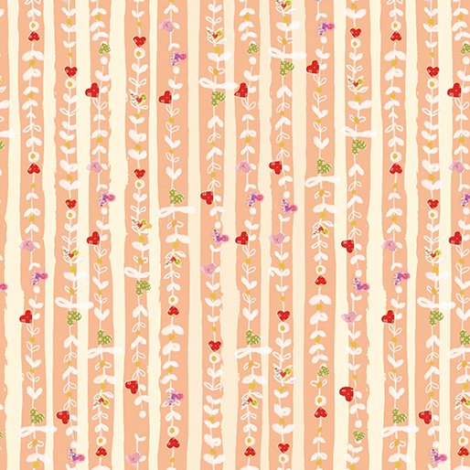 Hearts Stripe Medium Peach