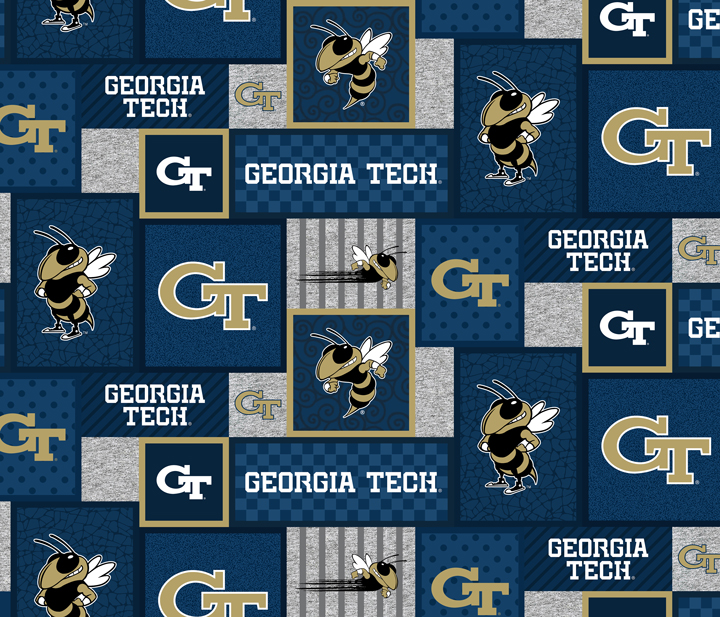 NCAA-Georgia Tech College Patch Fleece W58 - 12 Yd Bolt