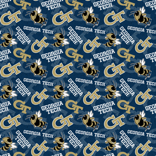 NCAA-Gerogia Tech Tone On Tone Cotton W43 - 15 Yd Bolt