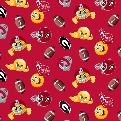 NCAA-Georgia Emoji A/O Fleece W58 - 12 Yd Bolt