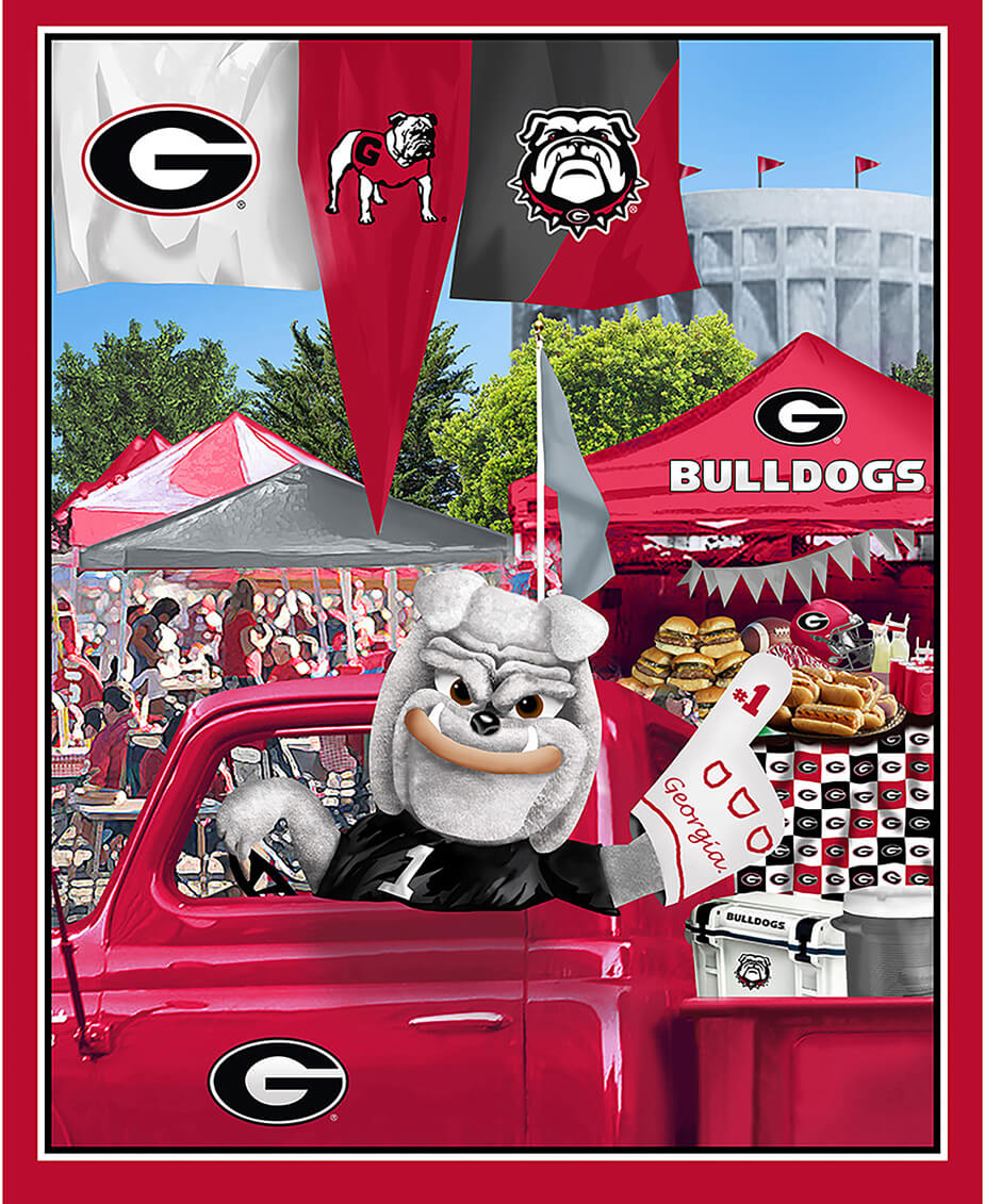 NCAA-Georgia Tailgate Panel Size 36"X43" Cotton W43 - 15 Yd Bolt