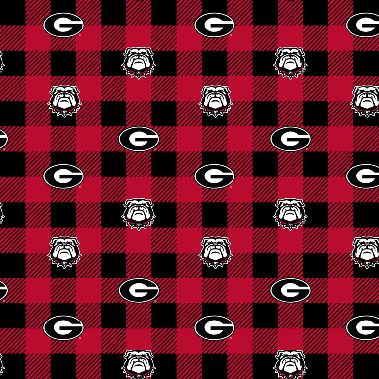 NCAA-Georgia Buffalo Plaid Fleece W58 - 12 Yd Bolt
