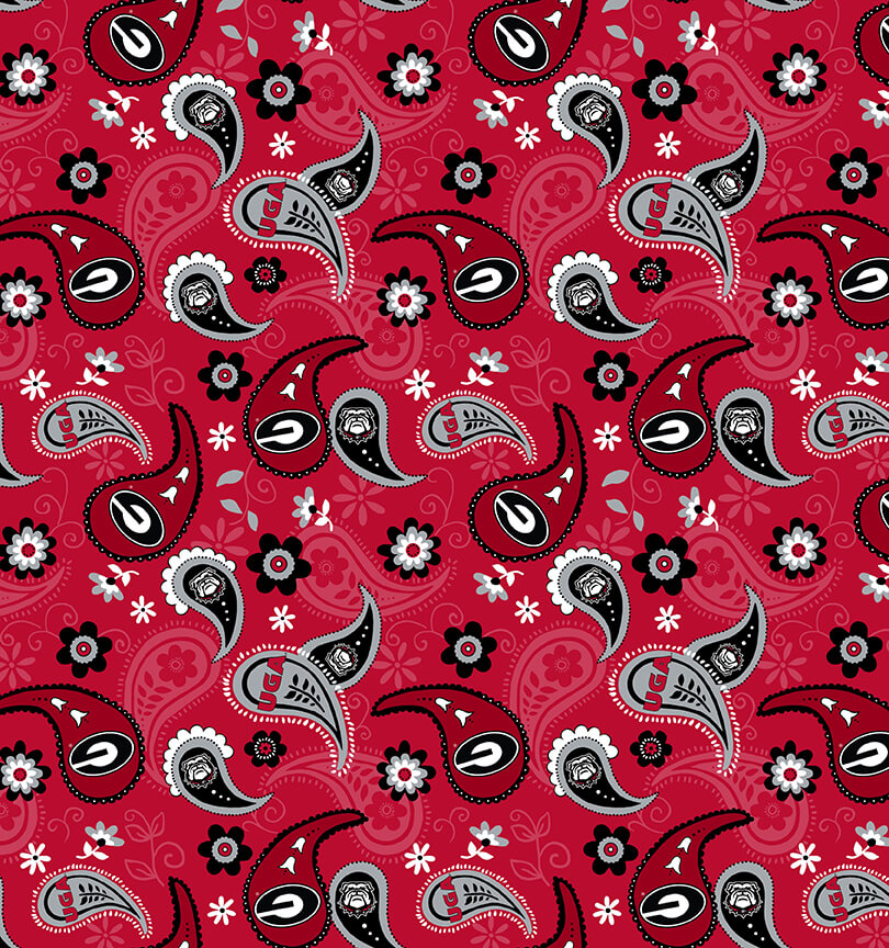 NCAA-Georgia Paisley Cotton - 15 Yd Bolt