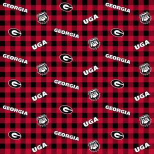 NCAA-Georgia Buffalo Plaid Sm Cotton W43 - 15 Yd Bolt