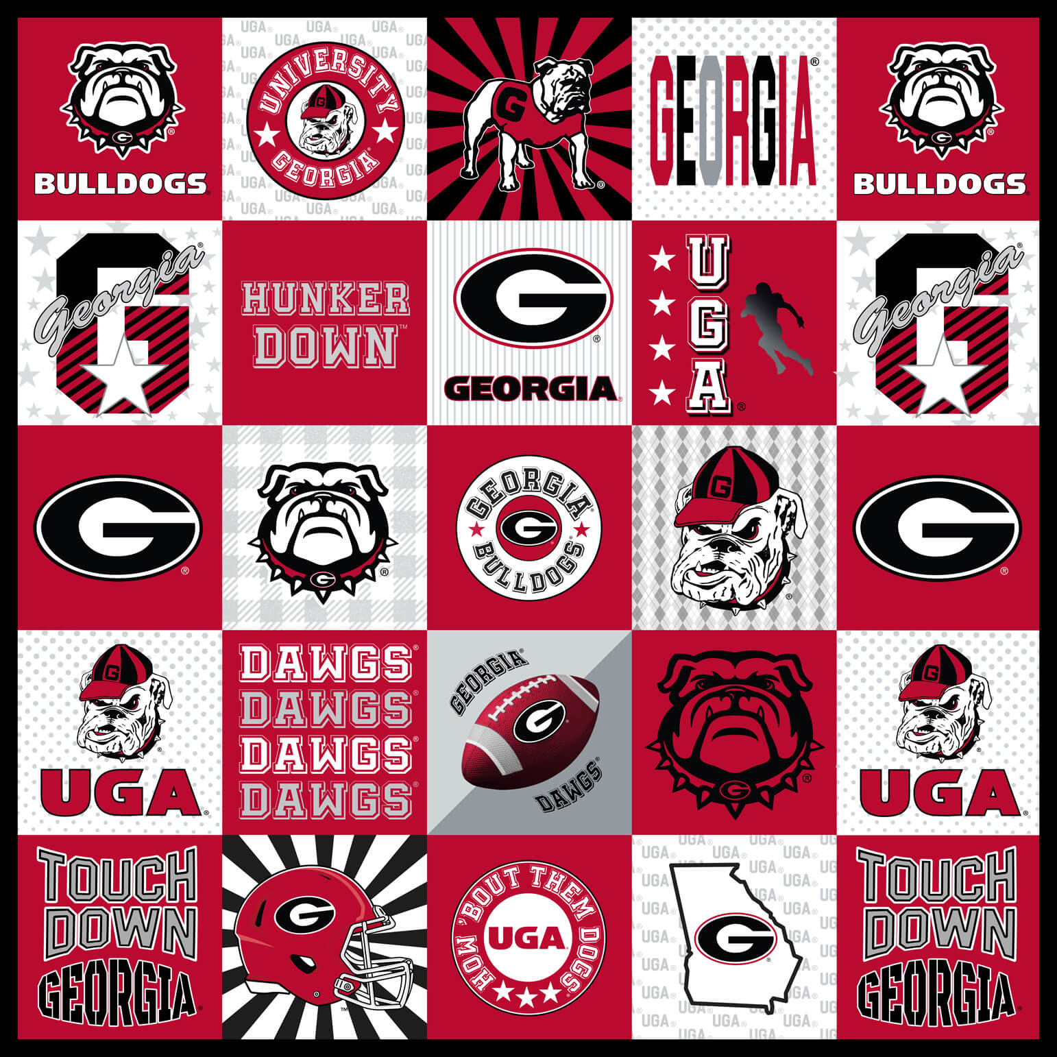 NCAA-Georgia Collegiate T-Shirt Panel Size 60"X60" Minky W58 - 10 Yd Bolt